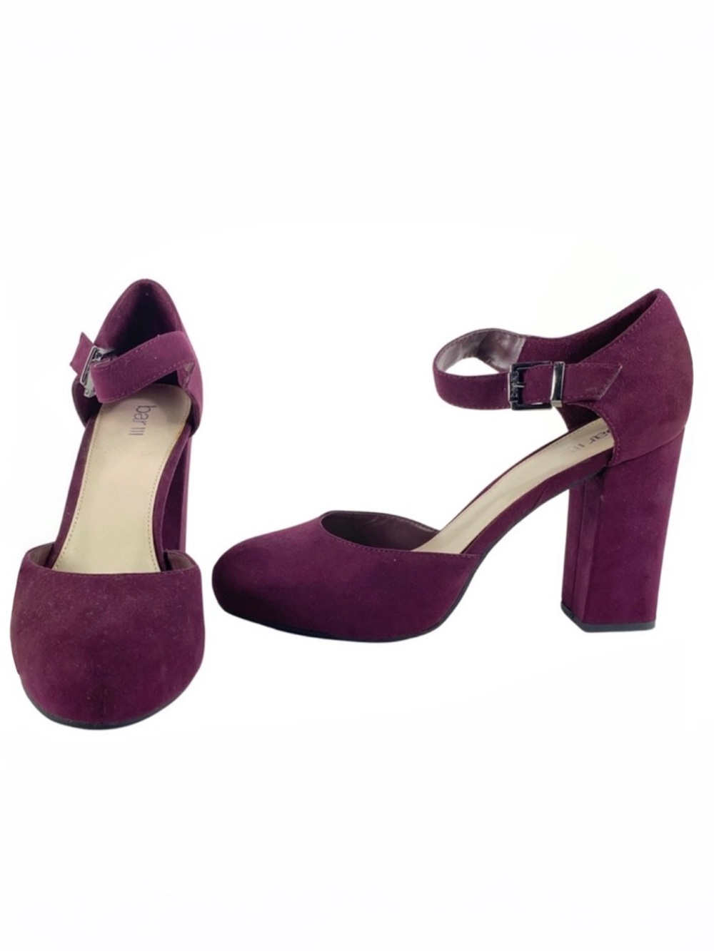 Hidden Platform Heels with Ankle Straps, Burgundy Ultra Suede, Bar III